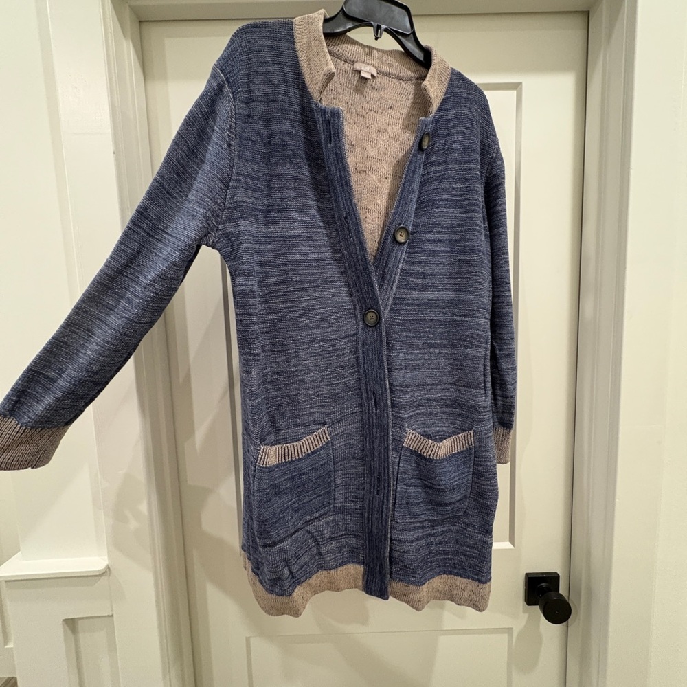 J.Jill Blue and Beige Cardigan Sweater